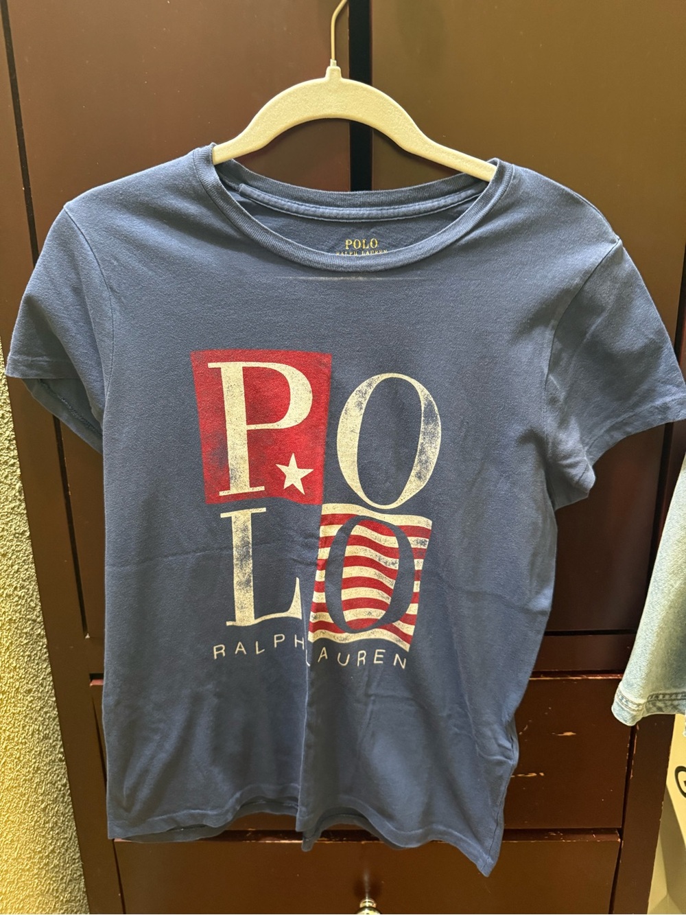 Polo by Ralph Lauren Navy Blue Kids Graphic Tee with Red & White Accents